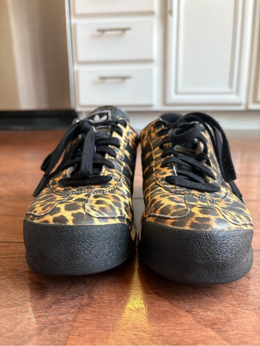 adidas Kids Leopard Print Lace-Up Sneakers - Black, Brown